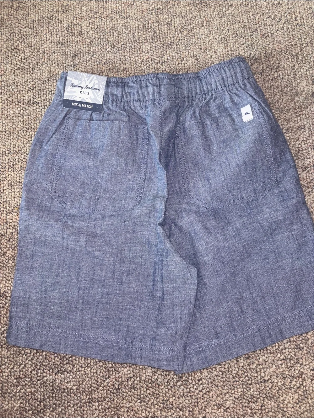 Tommy Bahama Boys Blue Elastic Waist Shorts with White Drawstring
